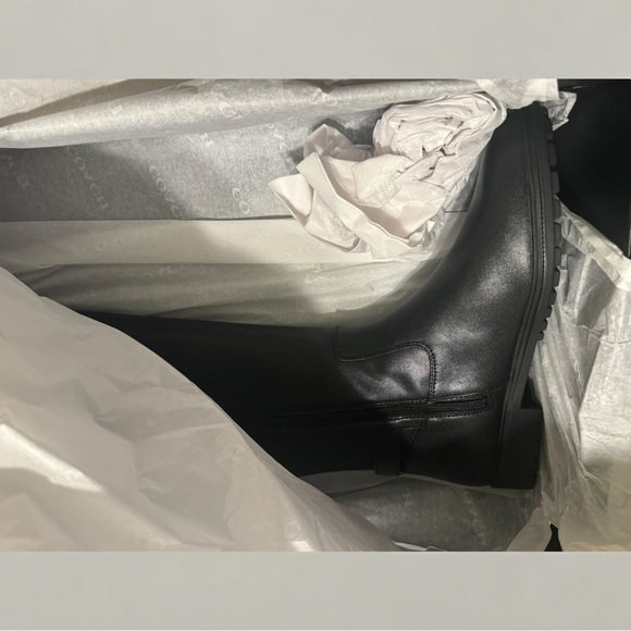 $275 COACH Faith Knee-High Lug Sole Leather Riding Boots Black New Sz 11B - Picture 4 of 7